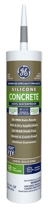 GE Advanced Specialty Silicone 2 2816709 Concrete Silicone, Light Gray, 24 hr Curing, 10.1 fl-oz Cartridge