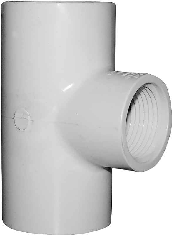 IPEX 435871 Pipe Tee, 1-1/4 x 1 in, Socket x Socket x FPT, PVC, White, SCH 40 Schedule, 150 psi Pressure