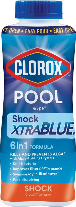 Clorox POOL & Spa Shock Xtrablue 33020CLX Pool Chemical, 1 lb Bottle, Solid, Chlorine, Blue/Green