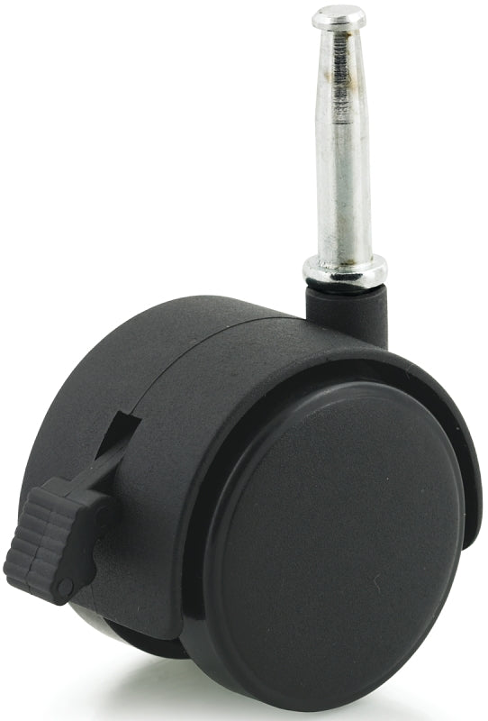 Dh Casters C-T20S1BKB Swivel Caster with Brake, 2 in Dia Wheel, Plastic Wheel, Black, 85 lb