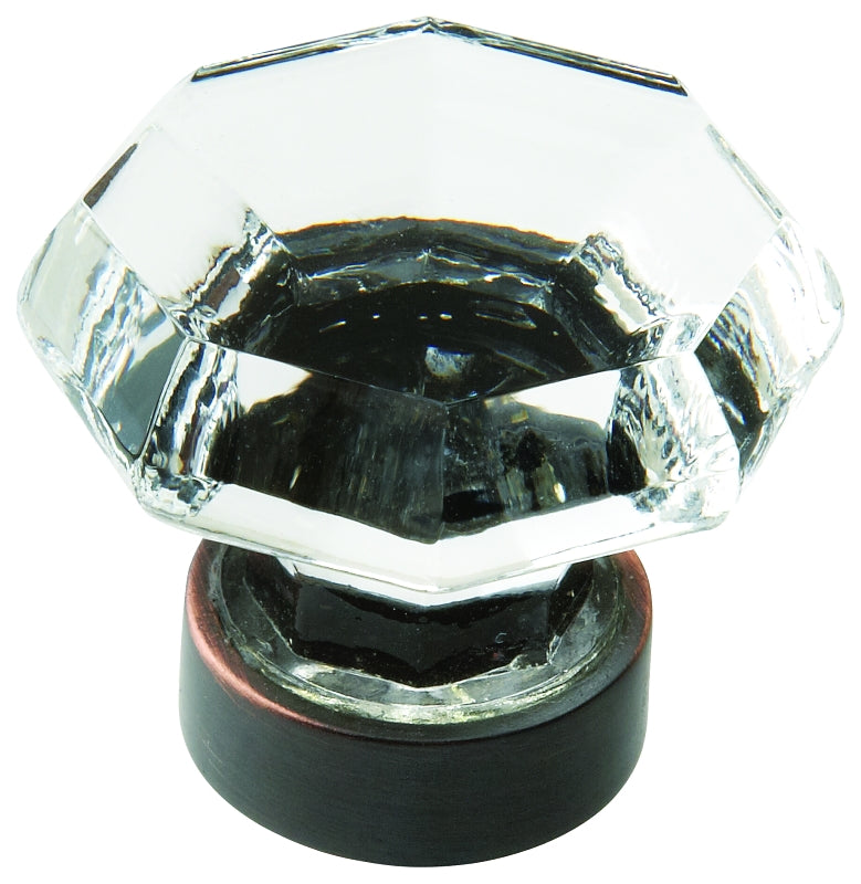 Amerock Traditional Classics Series BP55268CORB Cabinet Knob, 1-1/8 in Projection, Glass/Zinc, Oil-Rubbed Bronze