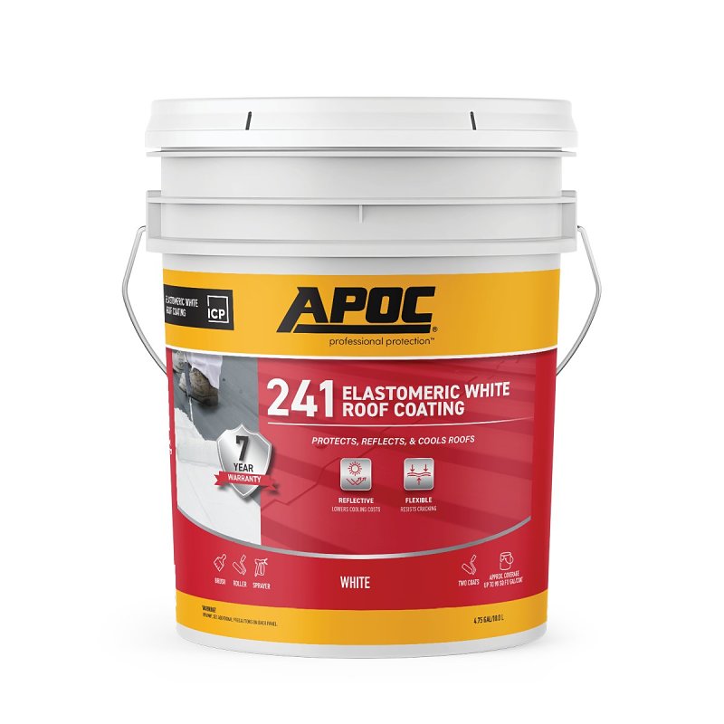 APOC AP-241 Series AP-2415 Elastomeric Roof Coating, White, 4.75 gal, Pail, Liquid