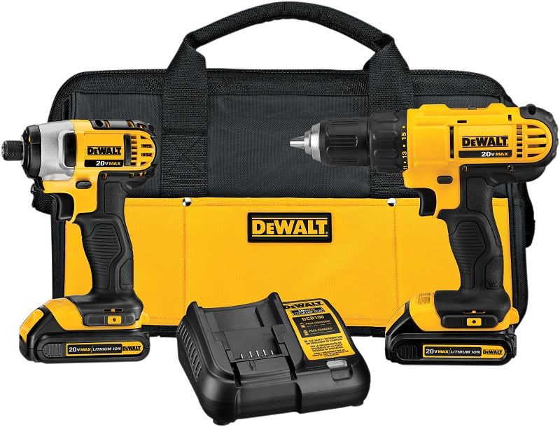 DEWALT DCK240C2 Combination Tool Kit, Battery Included, 1.3 Ah, 20 V, Lithium-Ion