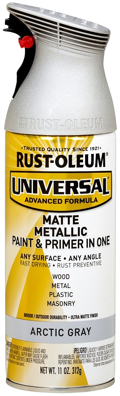 Rust-Oleum 365358 Paint, Matte, Metallic, Artic Gray, 11 oz, Aerosol Can