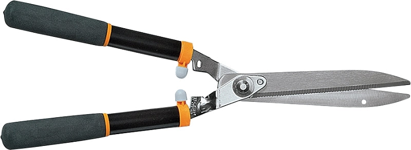 Fiskars 391814-1001 Hedge Shear, Serrated Blade, 10 in L Blade, Carbon Steel Blade, Steel Handle, Non-Slip Grip Handle