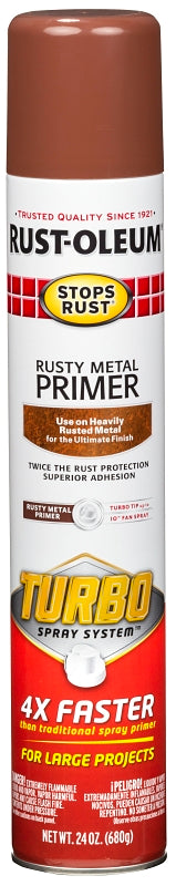 Rust-Oleum Stops Rust 353346 Primer with Turbo Spray System, Rusty Metal Red, 24 oz