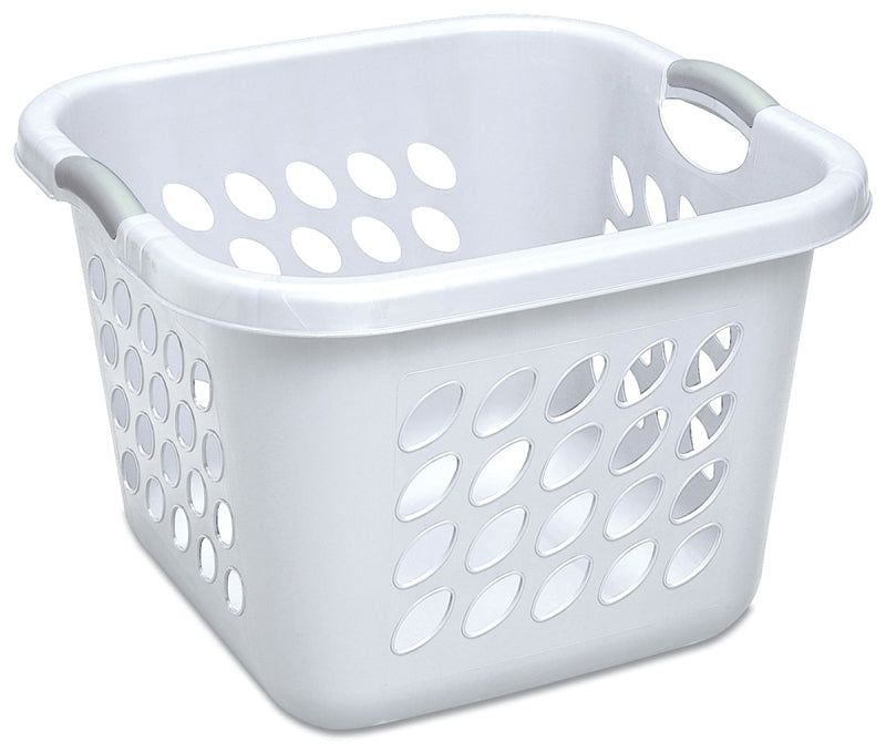 Sterilite 12178006 Laundry Basket, 1.5 bu Capacity, Plastic, White, 1-Compartment