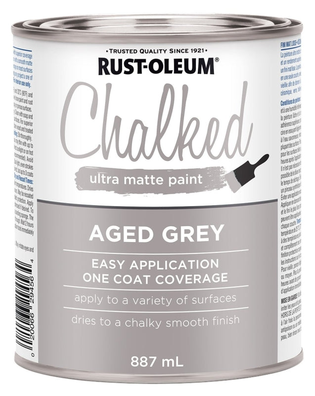 Rust-Oleum 286944 Chalk Paint, Ultra Matte, Aged Gray, 30 oz