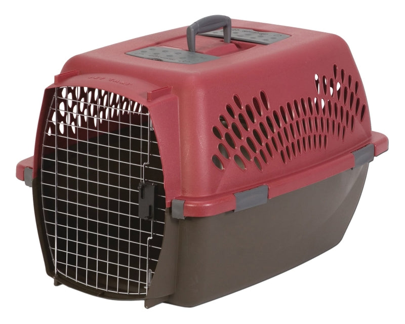 Aspenpet Pet Porter 21090 Fashion Pet Carrier, 26.2 in W, 18.6 in D, 16-1/2 in H, L, Plastic, Black/Deep Red