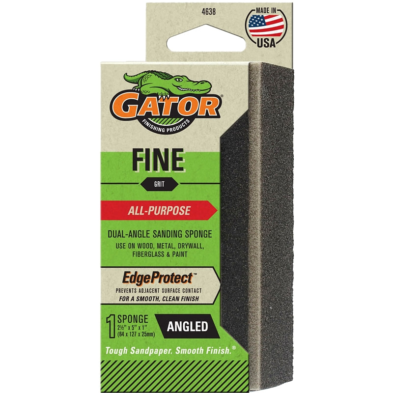 Gator 4638 Sanding Sponge, 5 in L, 2-1/2 in W, Fine, Aluminum Oxide Abrasive