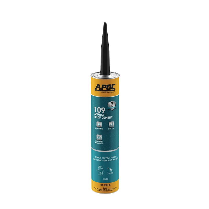 APOC AP-1099 Roof Cement, Black, Liquid, 10.1 oz Tube