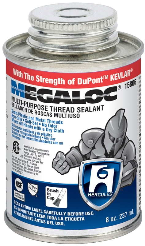 Hercules Megaloc 158069 Pipe Thread Sealant, 0.5 pt Can, Liquid, Blue