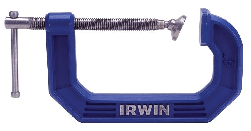 Irwin 225108 C-Clamp, 900 lb Clamping, 8 in Max Opening Size, 4 in D Throat, Steel Body, Blue Body