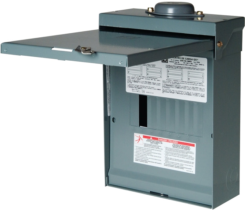 Square D QO QO816L100RBCP Load Center, 100 A, 8 -Space, 16 -Circuit, Main Lug, NEMA 3R Enclosure, Plug Mounting