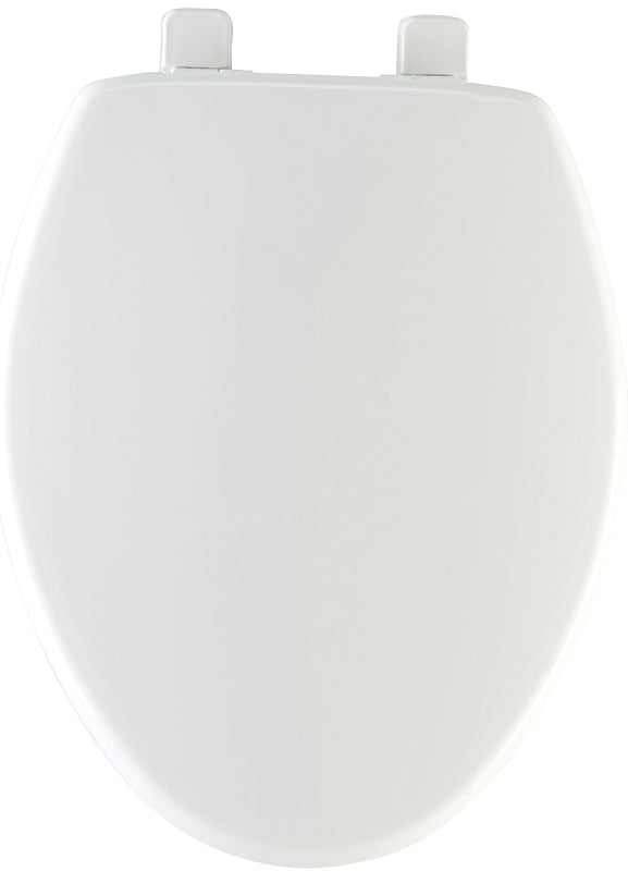 Mayfair 180SLOW000 Toilet Seat, Elongated, Plastic, White, Hex-Tite Hinge