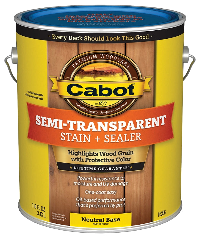 Cabot 140.0016306.007 Deck and Siding Stain, Flat, Neutral Base, Liquid, 1 gal