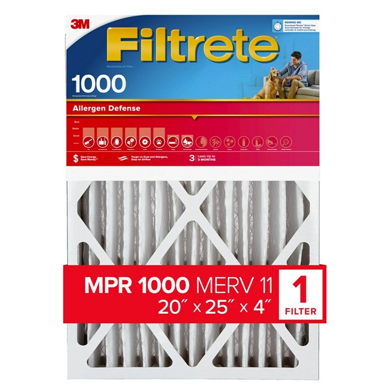 Filtrete NADP03-4IN-4 Air Filter, 25 in L, 20 in W, 11 MERV, 1000 MPR, 4/PK