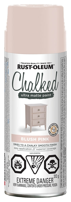 Rust-Oleum 302825 Chalk Spray Paint, Ultra Matte, Blush Pink, 340 g, Can