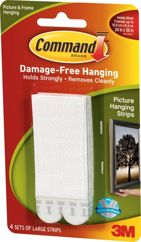 Command 17206 Picture Hanging Strip, 4 lb/set, Foam, White, 4/SET