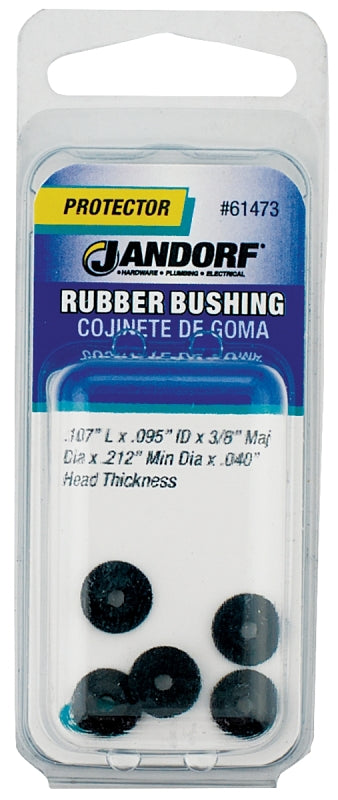 Jandorf 61473 Conduit Bushing, 0.095 in Dia Cable, Rubber, Black, 0.04 in Thick Panel