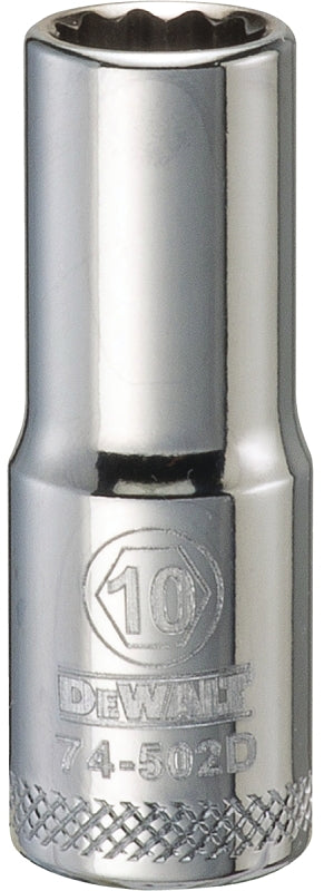 DeWALT DWMT74502OSP Drive Socket, 10 mm Socket, 3/8 in Drive, 12-Point, Vanadium Steel, Polished Chrome