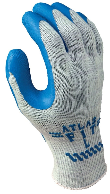 Showa 300M-08.RT Gloves, M, Knit Wrist Cuff, Natural Rubber Coating, Blue/Light Gray