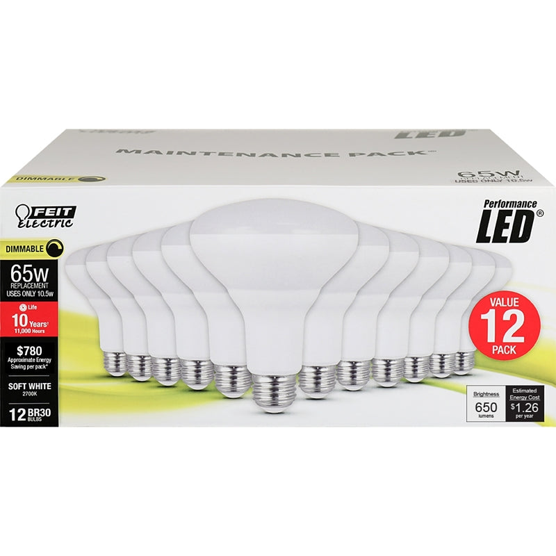 Feit Electric BR30DM/10KLED/MP/12 LED Bulb, Flood/Spotlight, BR30 Lamp, 65 W Equivalent, E26 Lamp Base, Dimmable