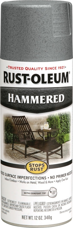 Rust-Oleum 7214830 Rust Preventative Spray Paint, Hammered, Gray, 12 oz, Can