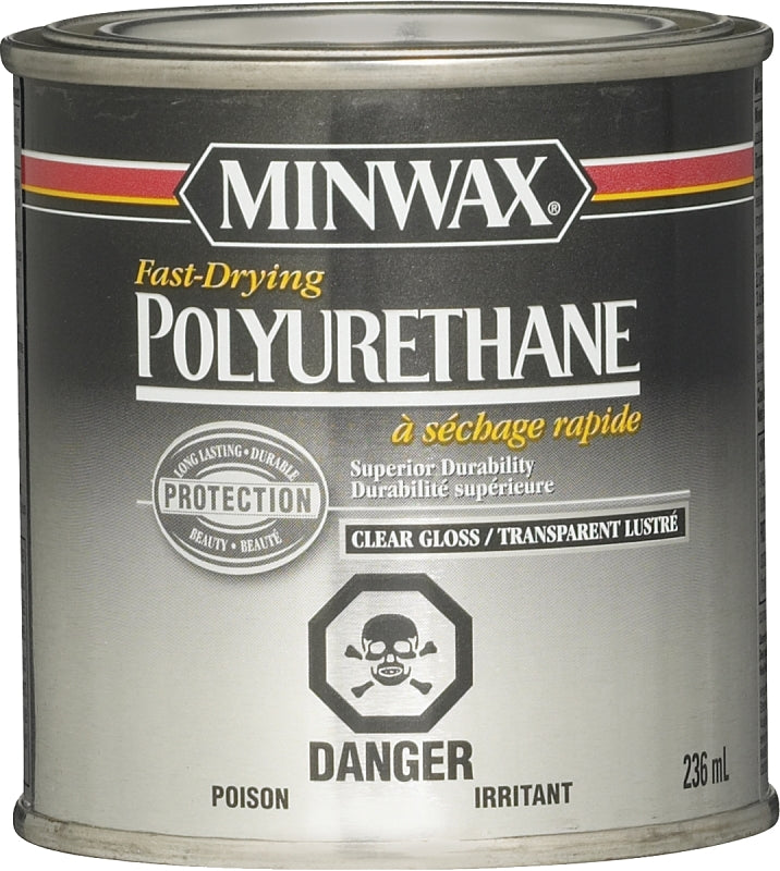 Minwax 300014444 Polyurethane, Gloss, Liquid, Clear, 0.5 pt, Can