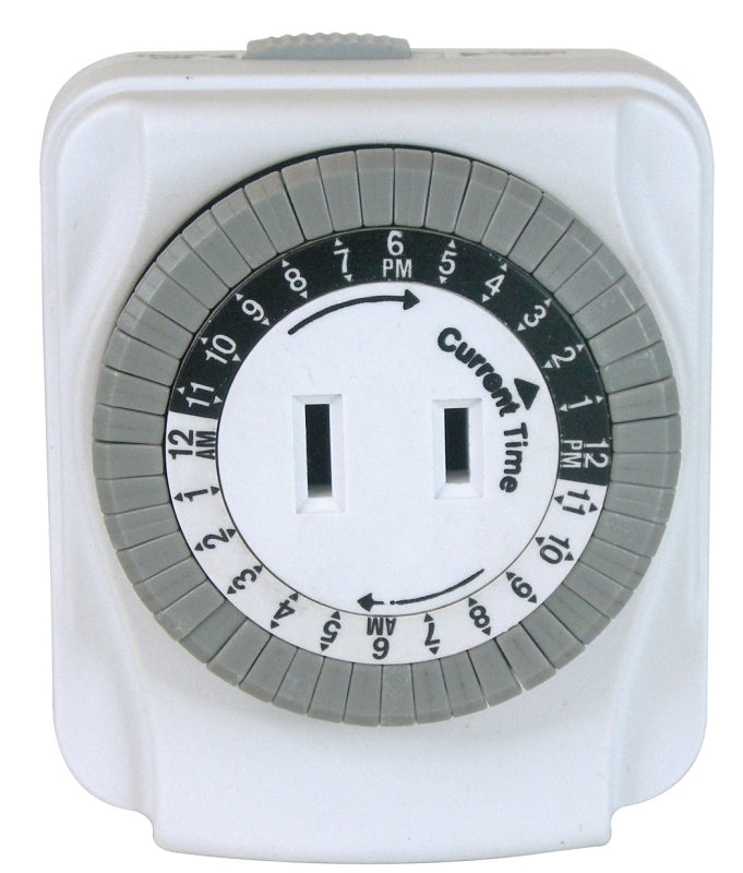 PowerZone TNI24111 Electromechanical Timer, 15 A, 125 V, 1875 W, 1-Outlet, 24 hrs Time Setting, 24 hr Cycle