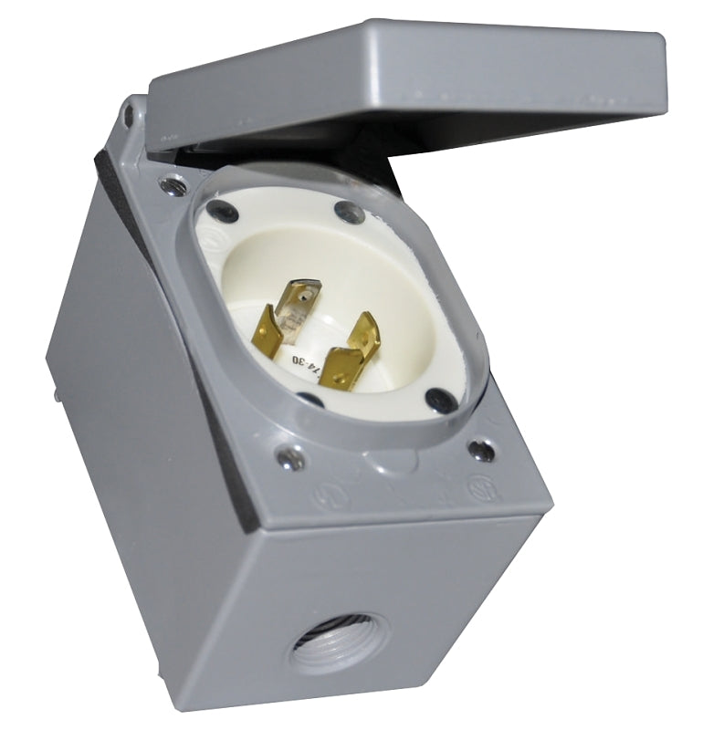 Hubbell 58405 Generator Hook-Up Box, 30 A, 1-Phase, Gray