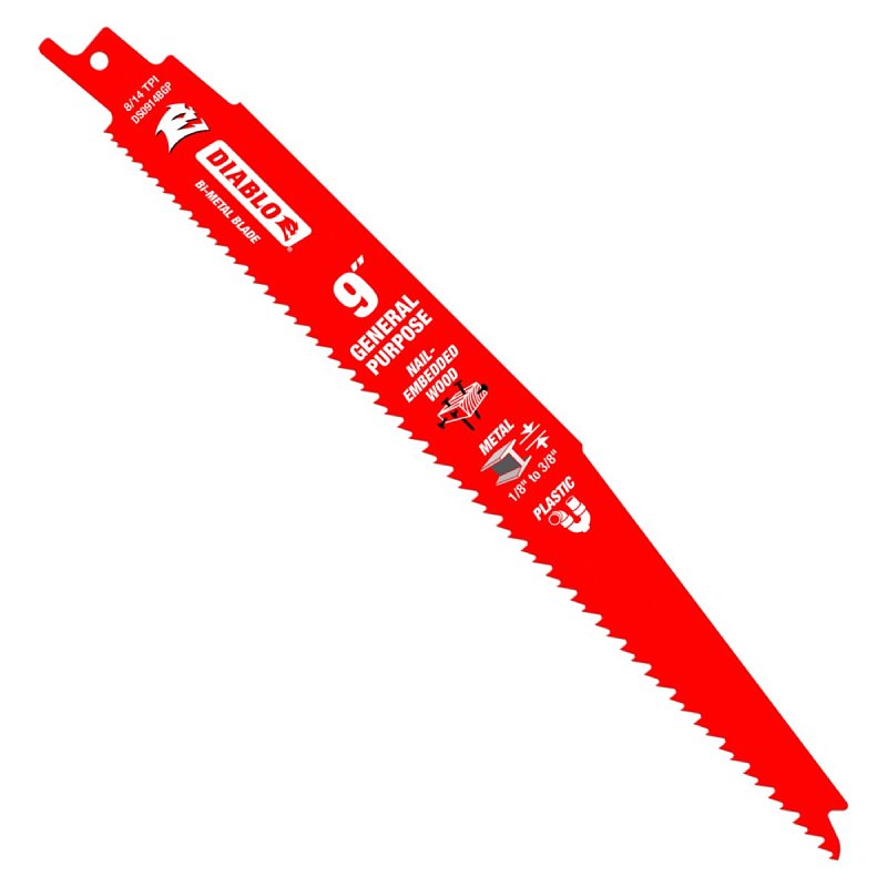 Diablo DS0914BGP15 Reciprocating Saw Blade, 1 in W, 9 in L, 8, 14 TPI, 15/PK