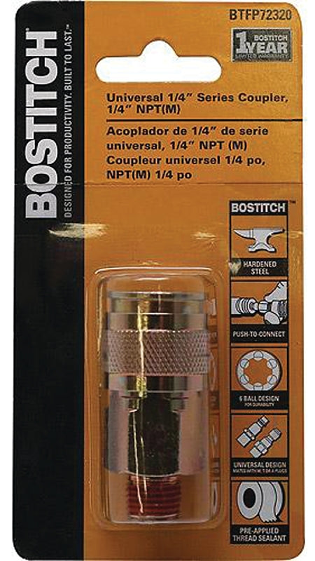 Bostitch BTFP72320 Coupler, 1/4 in, MNPT, Steel, Plated