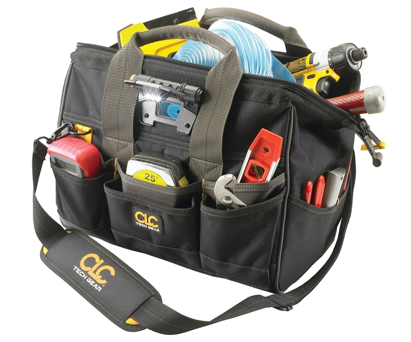 CLC Tech Gear BIGMOUTH L230 Tool Bag with Integrated LED Light, 8 in W, 11-1/2 in D, 14 in H, 29-Pocket, Polyester