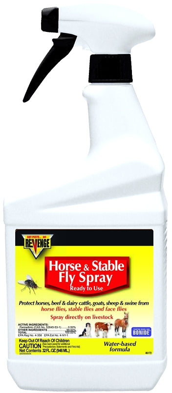 Bonide REVENGE 46172 Horse and Stable Fly Spray, Liquid, Spray Application, 1 qt