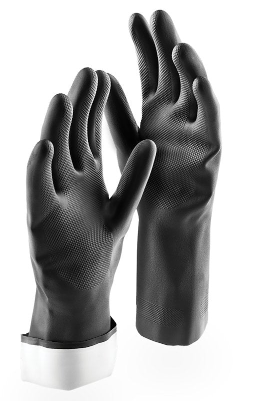 Libman 1244 Industrial Grade Reusable Gloves, L, Rubber, Black