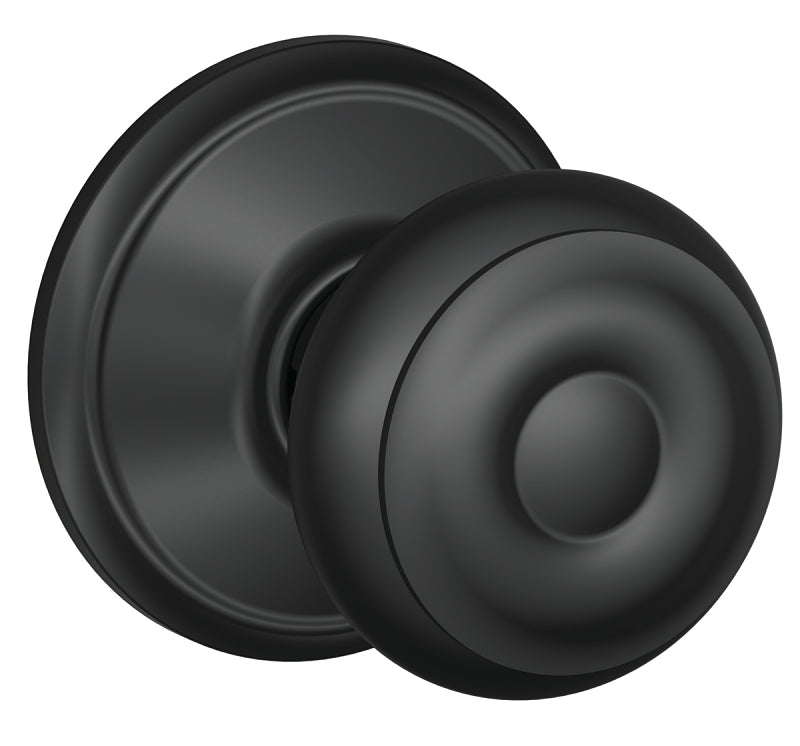 Schlage Georgian Series F10 GEO 622 Passage Knob, Metal, Matte Black, 2-3/8, 2-3/4 in Backset, 1.63 x 2.25 in Strike