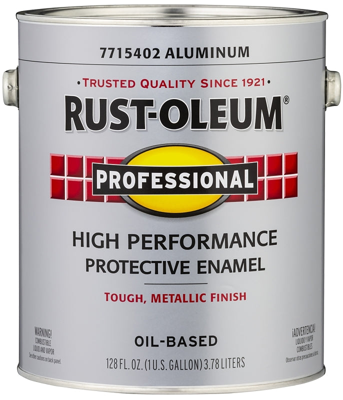 Rust-Oleum 7715402 Enamel Paint, Gloss, Aluminum, 1 gal, Can, 230 to 390 sq-ft/gal Coverage Area