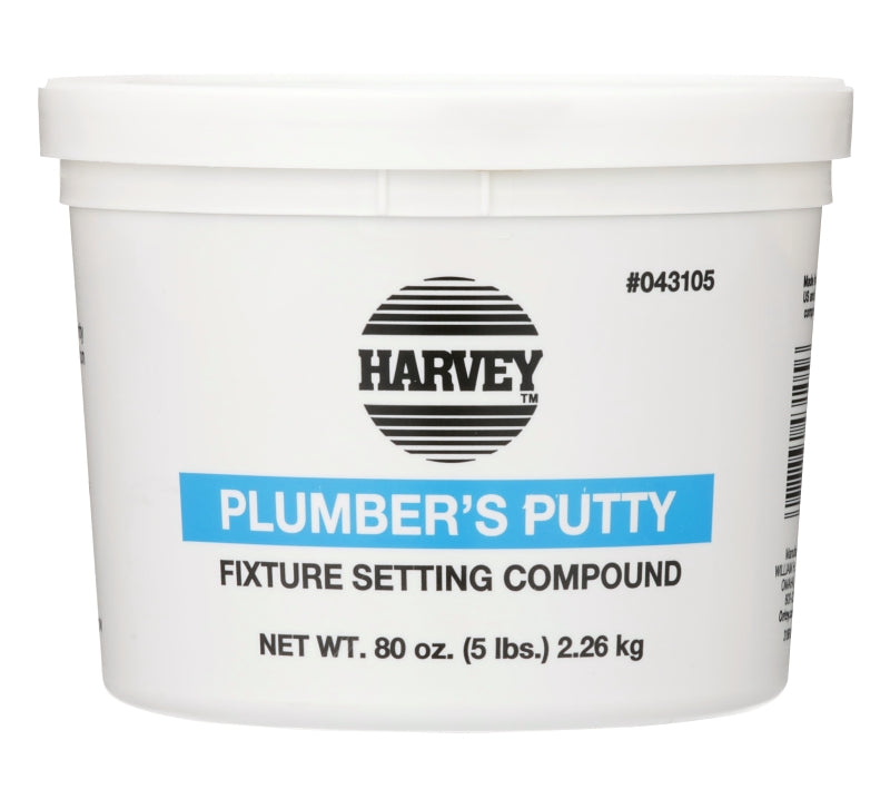 Harvey 43105 Plumbers Putty, Solid, Off-White, 5 lb Cup