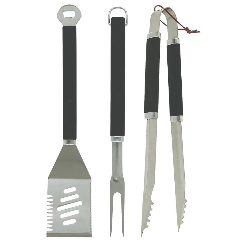 Mr. BAR-B-Q 02465YNST Tool Set, Stainless Steel, Plastic Handle, Comfort-Grip Handle