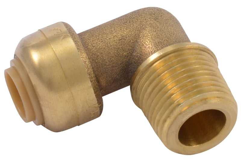 SharkBite U276LFA Dishwasher Elbow, 1/4 x 3/8 in, Slip Joint x MNPT, Brass, Chrome/Natural Brass