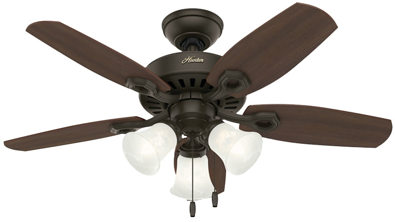 Hunter 52107 Ceiling Fan, 5-Blade, Brazilian Cherry/Harvest Mahogany Blade, 42 in Sweep, Fiberboard Blade, 3-Speed