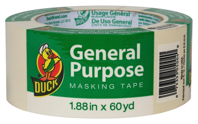 Duck 394700 Masking Tape, 60 yd L, 1.88 in W, Beige