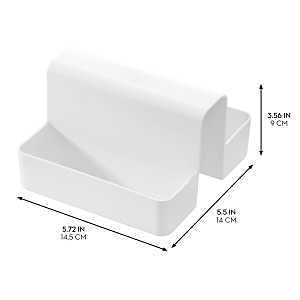 iDESIGN 23039 Sink Caddy Saddle, 5-1/2 in L, 5.72 in W, 3.56 in H, Polypropylene, White, 2-Compartment