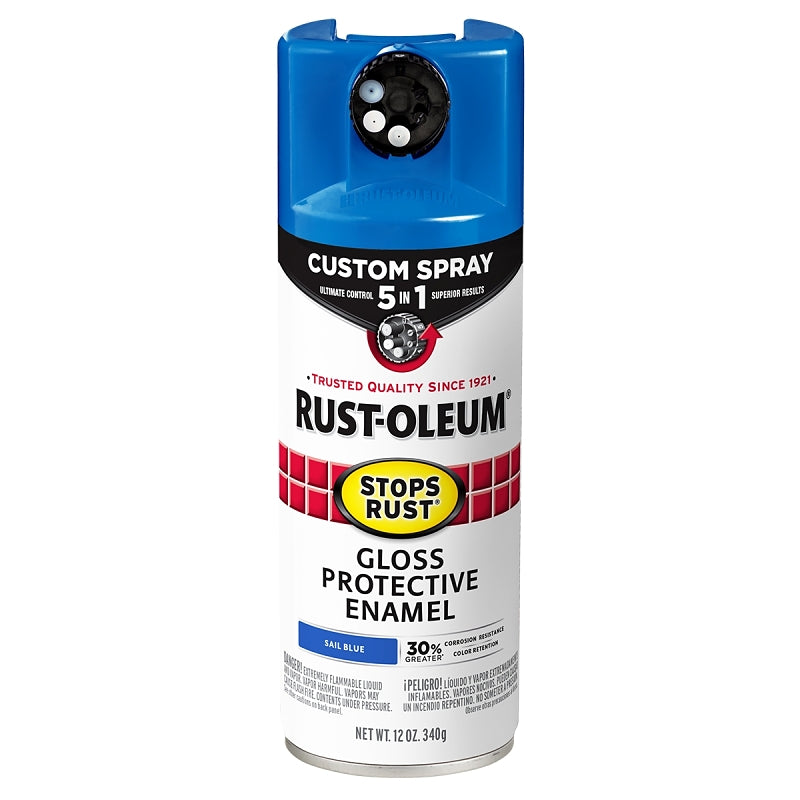 Rust-Oleum 376896 5-In-1 Enamel Paint, Gloss, Sail Blue, 12 oz, Aerosol Can