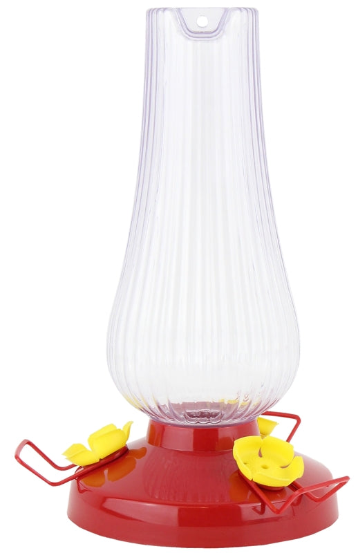 Perky-Pet 285 Bird Feeder, Fluted Oil Lamp, 20 oz, Nectar, 3-Port/Perch, Plastic, 8.8 in H