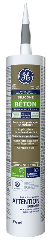 GE Silicone II SE2172 Concrete Sealant, Light Gray, 24 hr Curing, 10.1 oz