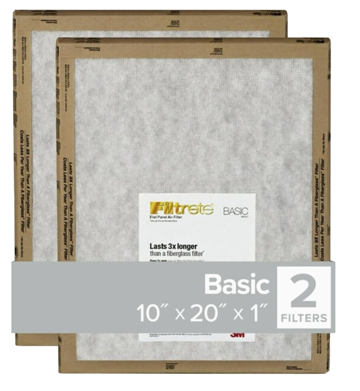 Filtrete FPL07-2PK-24 Air Filter, 20 in L, 10 in W, 2 MERV, For: Air Conditioner, Furnace and HVAC System