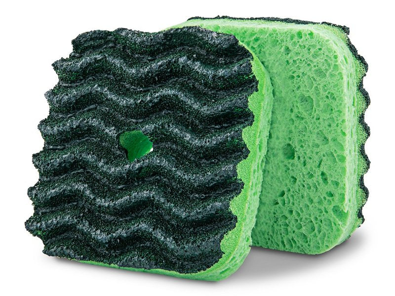 Libman 2106 Sponge with Suction Hanger, 4 in L, 4 in W, 1.88 in Thick, Cellulose/Synthetic, Green