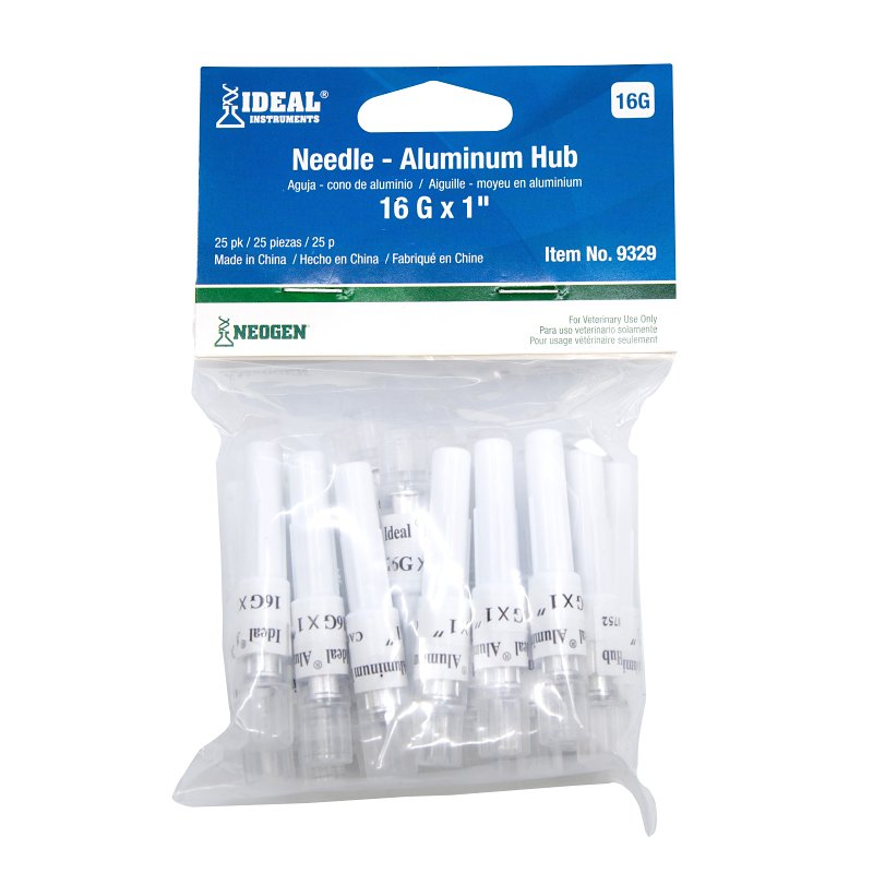 Neogen 9329 Hub Needle, 16 ga, 1 in L, 25/PK